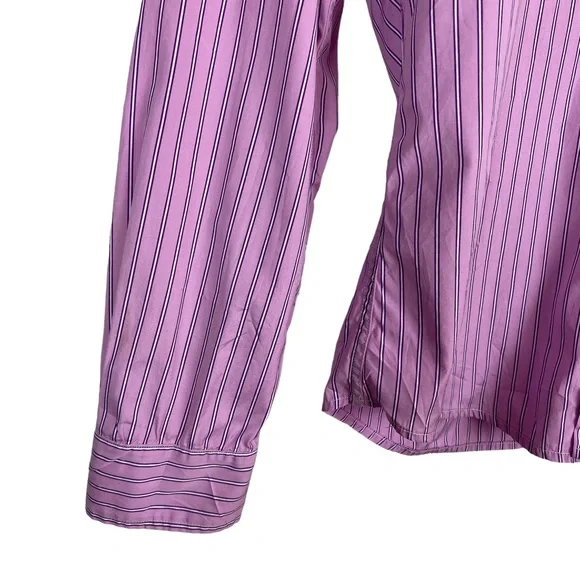 Frank & Eileen Barry Shirt Size Small Lilac Stripe Button Crinkle Texture - Picture 5 of 9